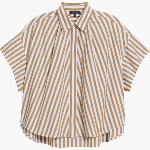 rag & bone Oversized Tan and White Striped Button Down Shirt NWOT - Picture 4 of 11